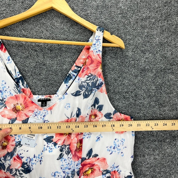 Torrid Midi Floral Tank Dress Women Plus Size 3X White Tie Waist NWT - Picture 8 of 8
